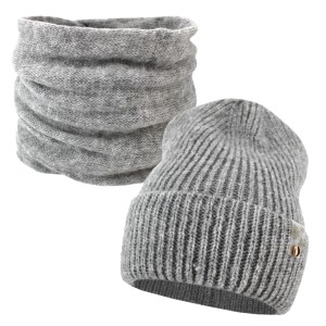 KOMPLET DAMSKI CZAPKA + KOMIN SZARY